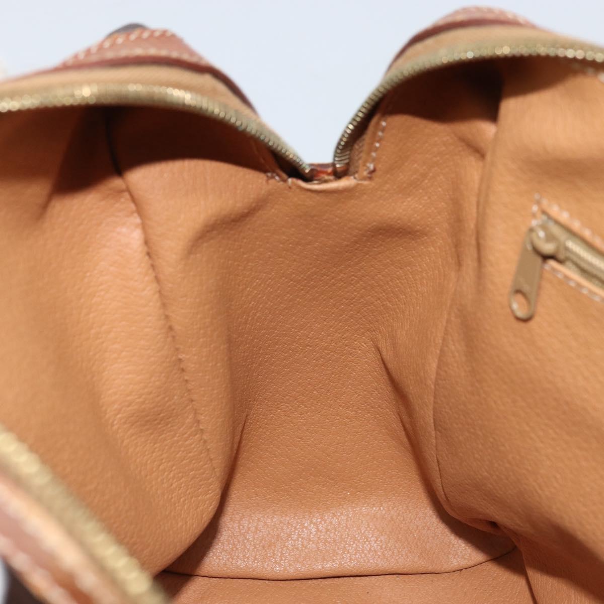 CELINE Macadam Canvas Hand Bag PVC Leather Brown Gold Auth bs33971