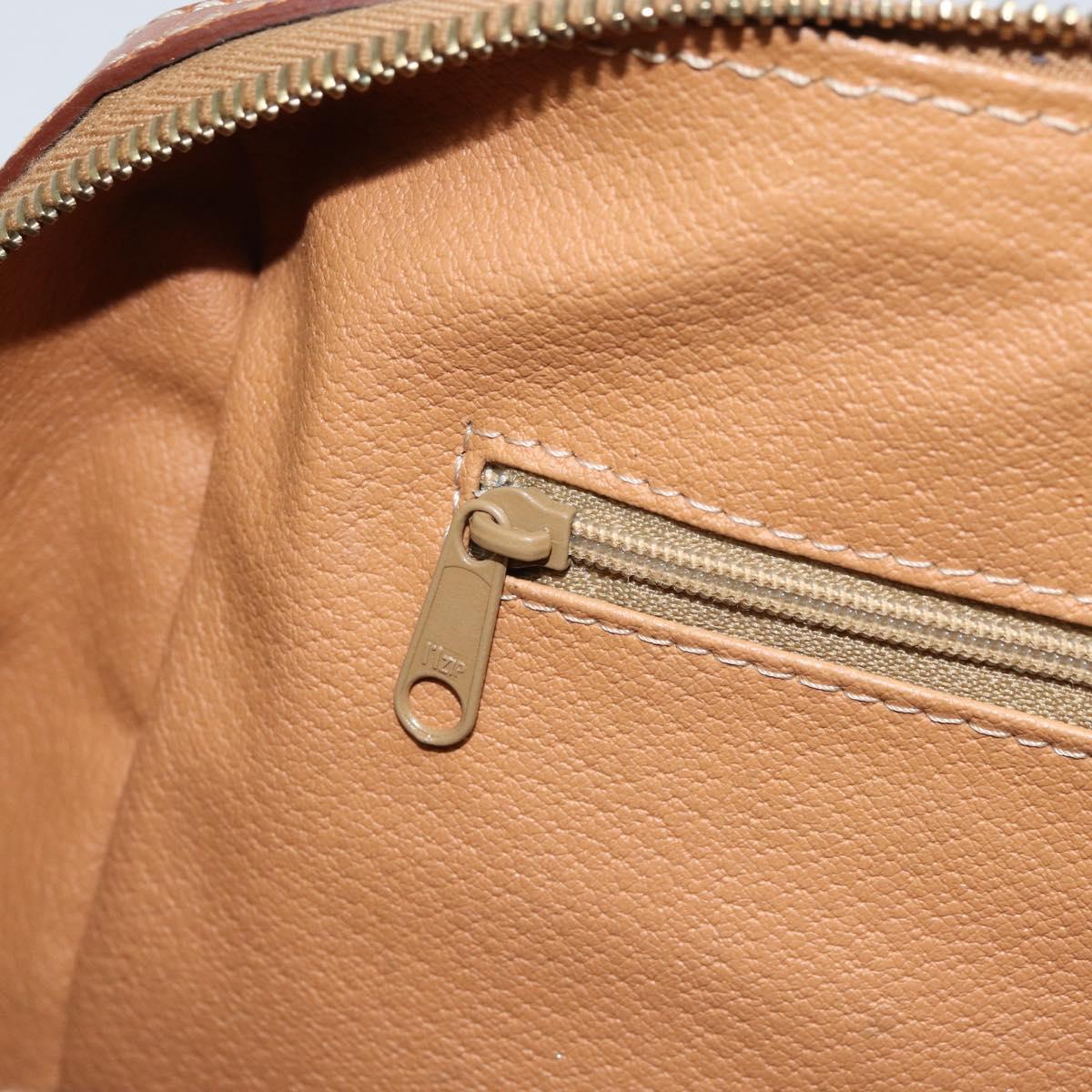 CELINE Macadam Canvas Hand Bag PVC Leather Brown Gold Auth bs33971