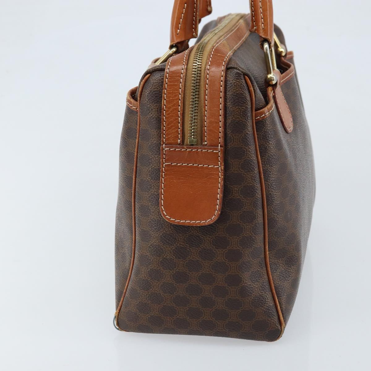 CELINE Macadam Canvas Hand Bag PVC Leather Brown Gold Auth bs33971