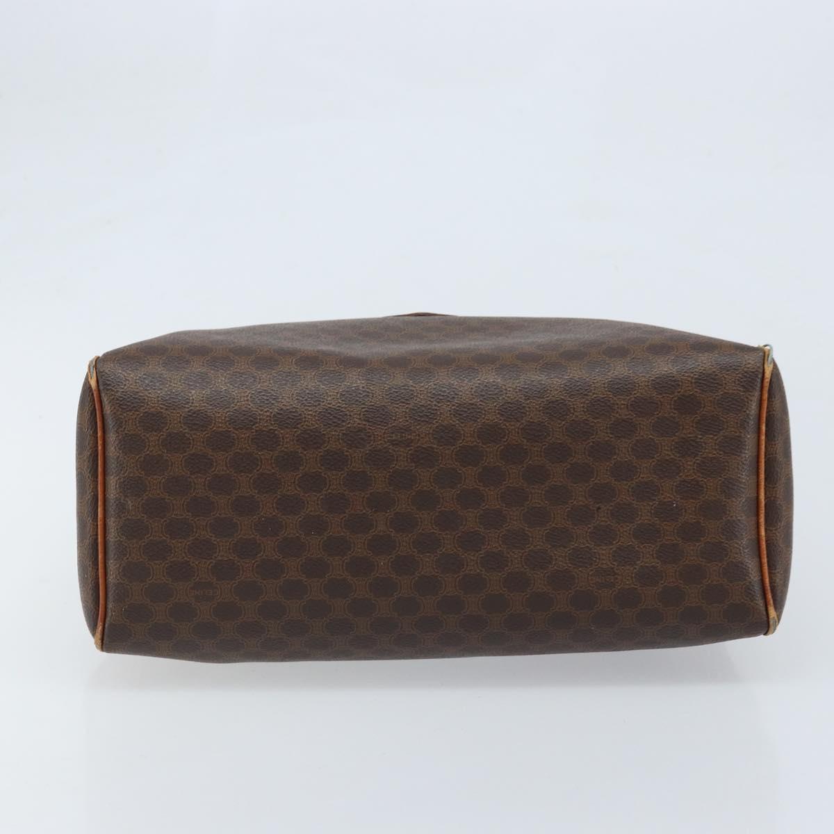 CELINE Macadam Canvas Hand Bag PVC Leather Brown Gold Auth bs33971