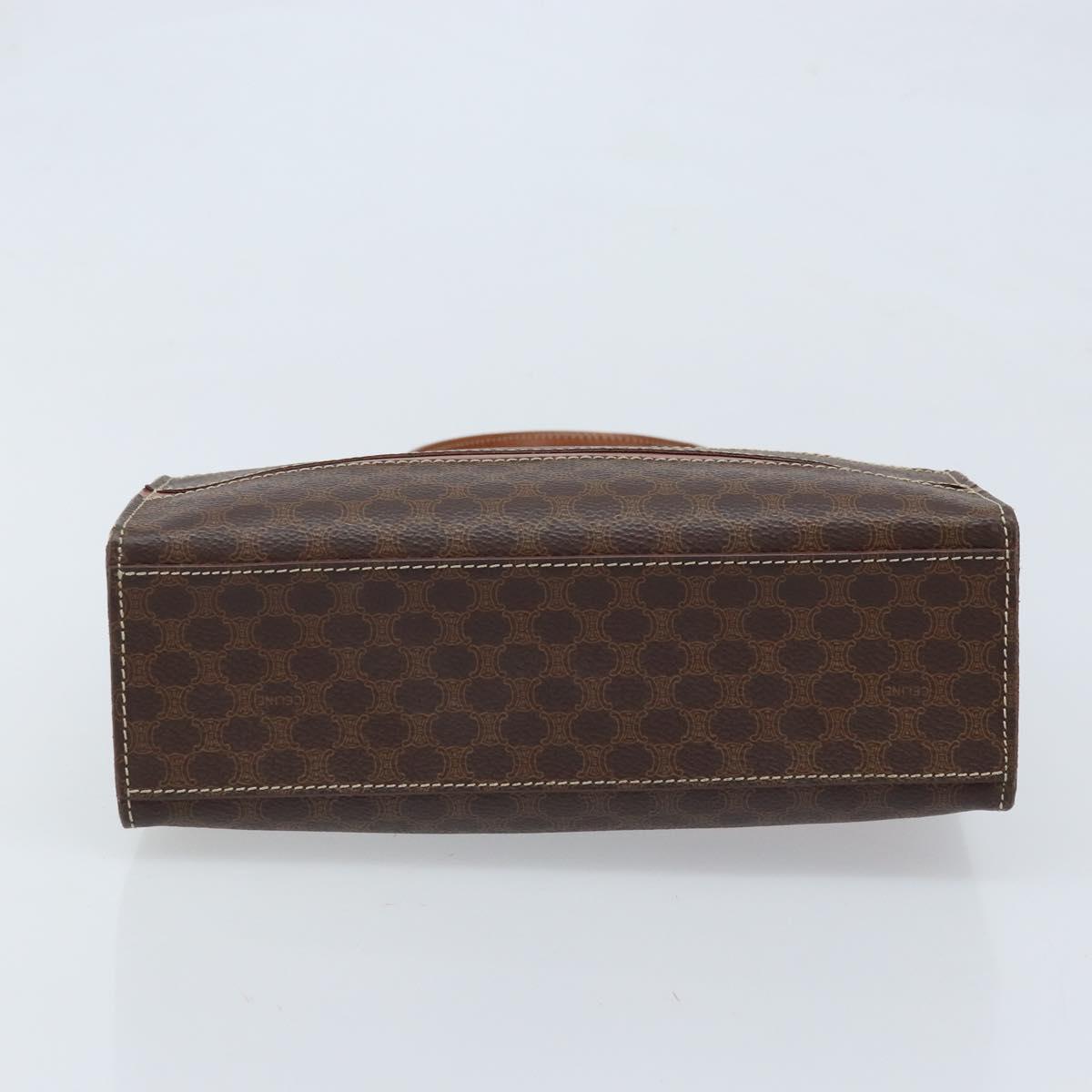 CELINE Macadam Canvas Hand Bag PVC Leather Brown Gold Auth bs33972