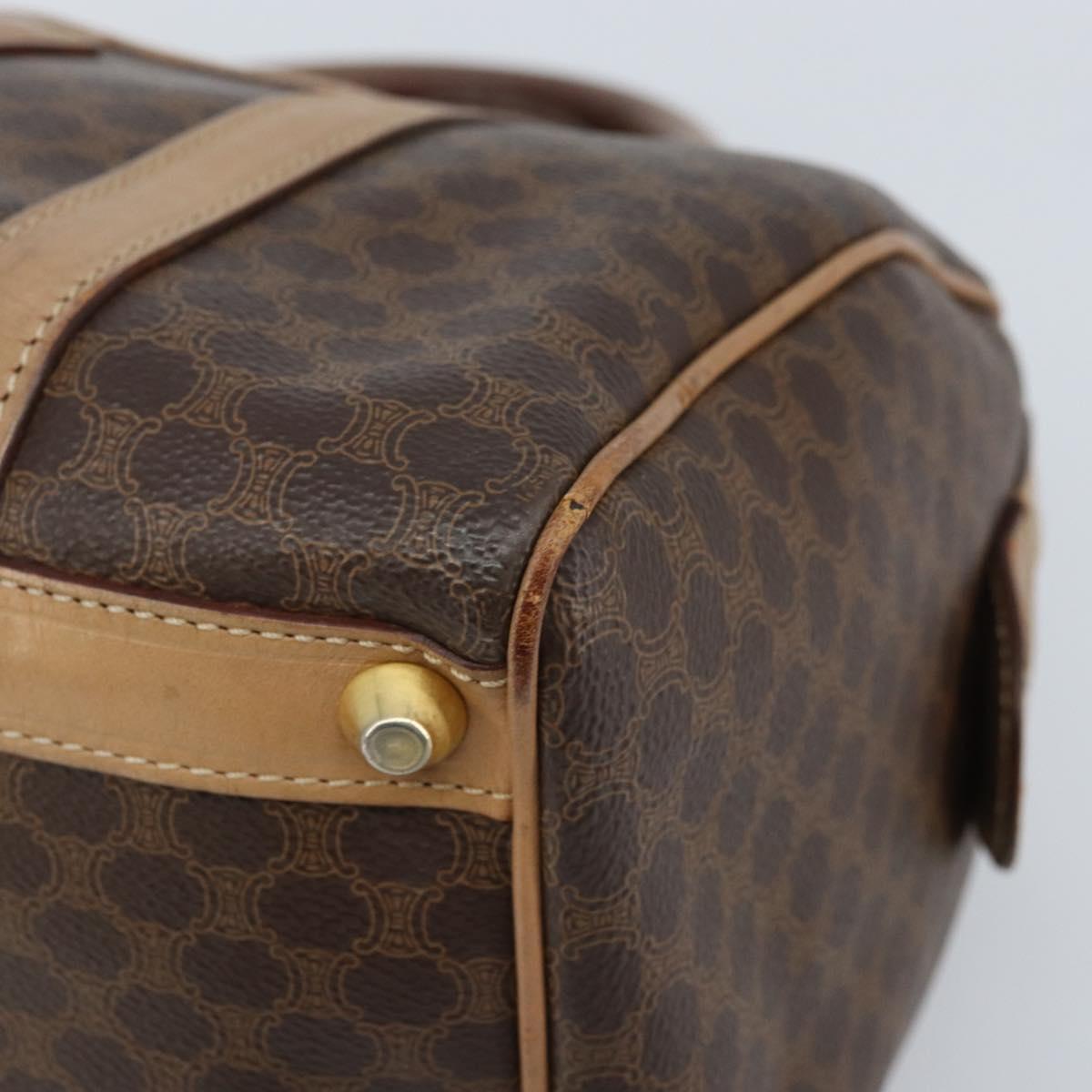 CELINE Macadam Canvas Hand Bag PVC Leather Brown Gold Auth bs33973