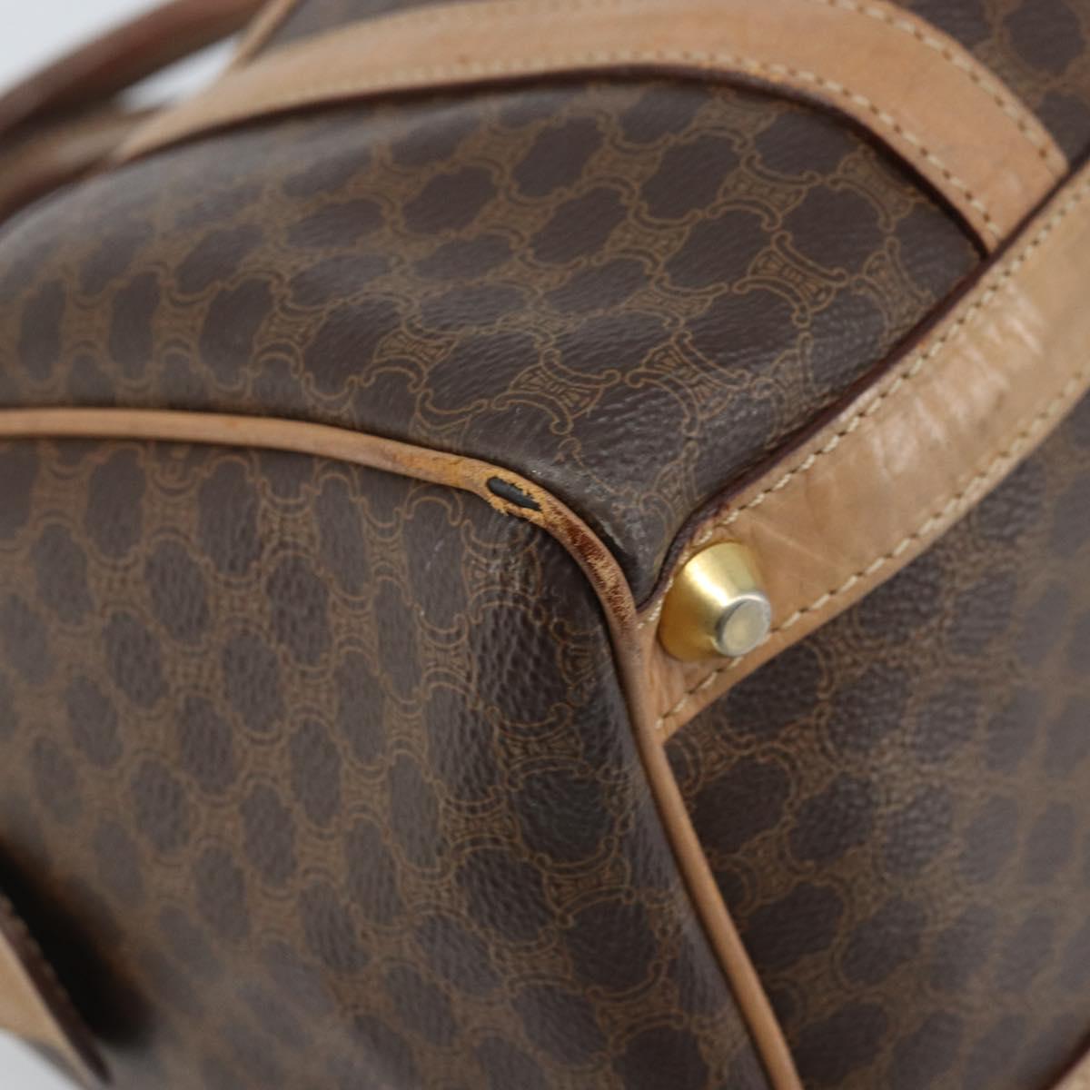 CELINE Macadam Canvas Hand Bag PVC Leather Brown Gold Auth bs33973