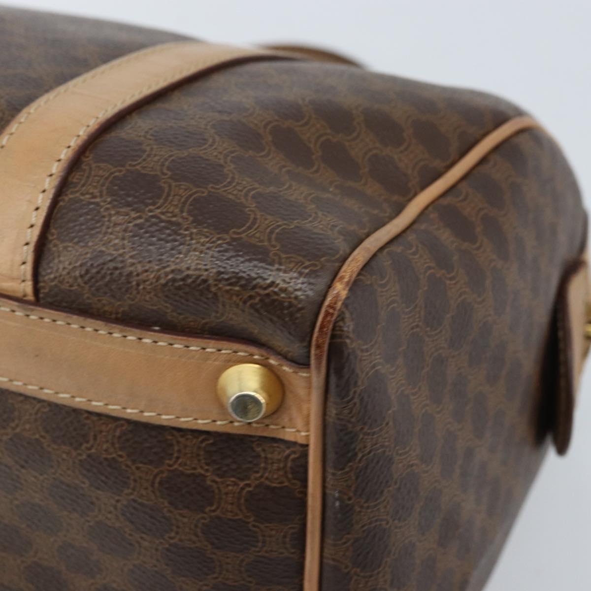 CELINE Macadam Canvas Hand Bag PVC Leather Brown Gold Auth bs33973