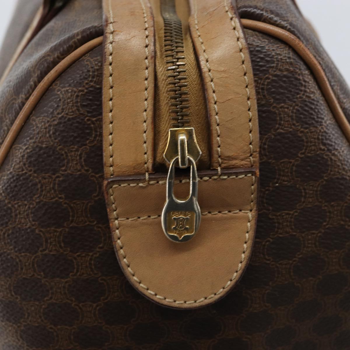 CELINE Macadam Canvas Hand Bag PVC Leather Brown Gold Auth bs33973