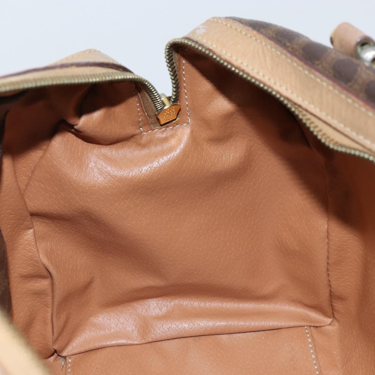 CELINE Macadam Canvas Hand Bag PVC Leather Brown Gold Auth bs33973