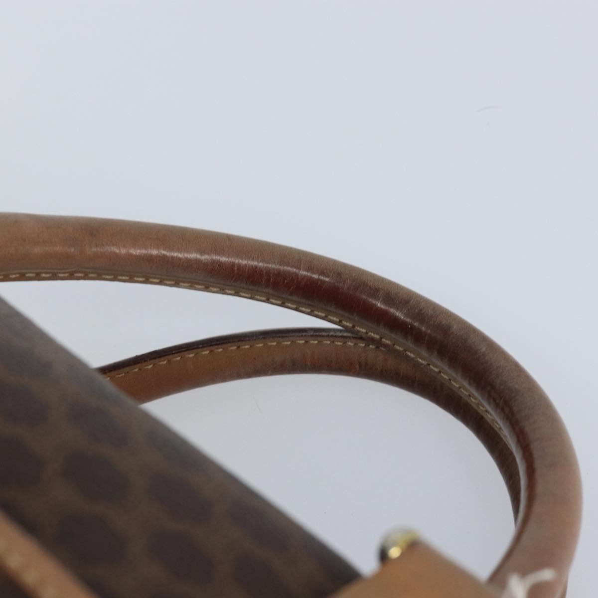 CELINE Macadam Canvas Hand Bag PVC Leather Brown Gold Auth bs33973