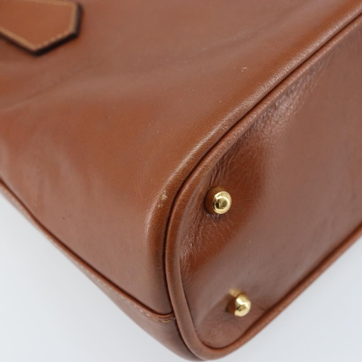 GUCCI Bamboo Hand Bag Leather Brown Gold 000 2058 0290 Auth bs33974