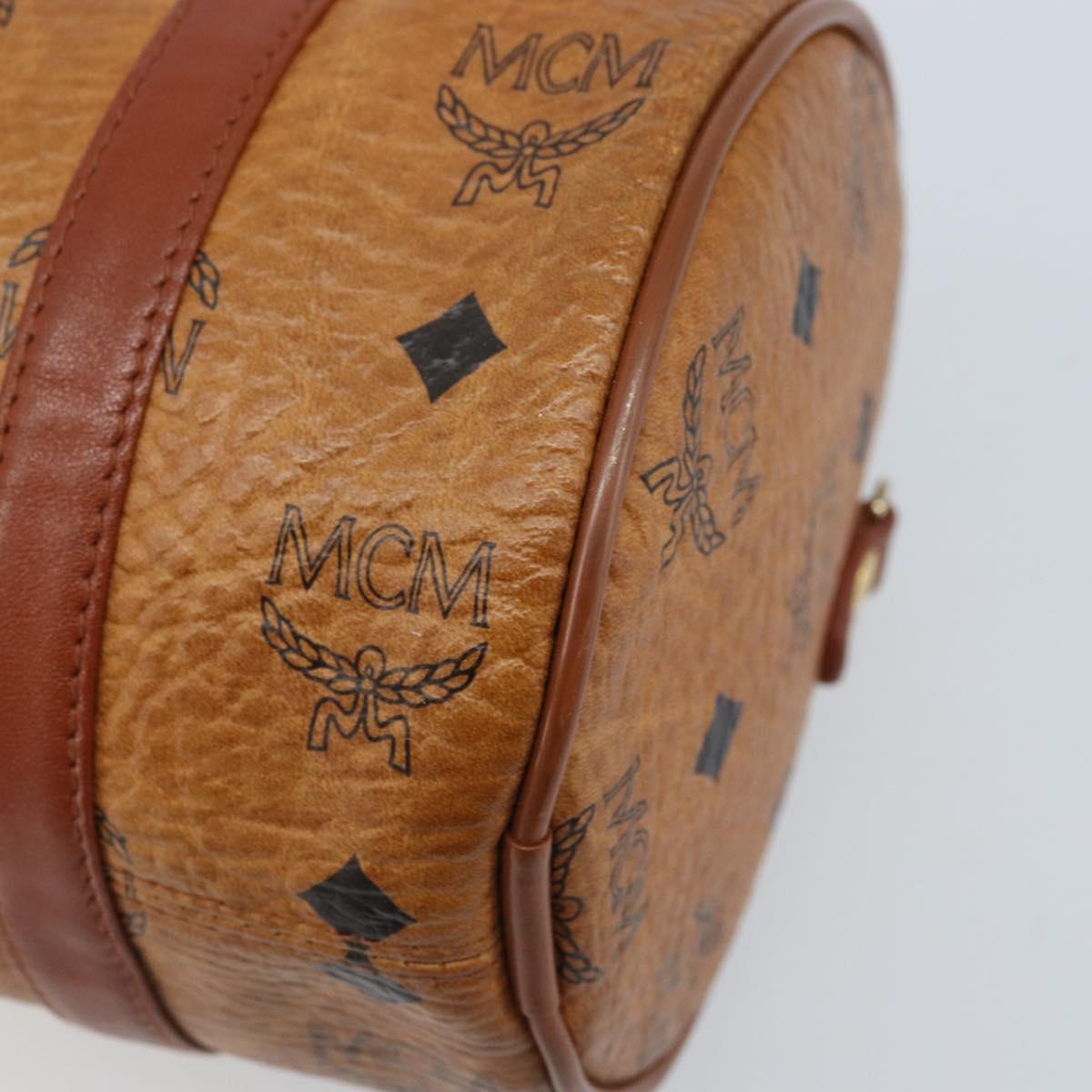 MCM Vicetos Logogram Hand Bag PVC Leather Brown Gold Auth bs33975