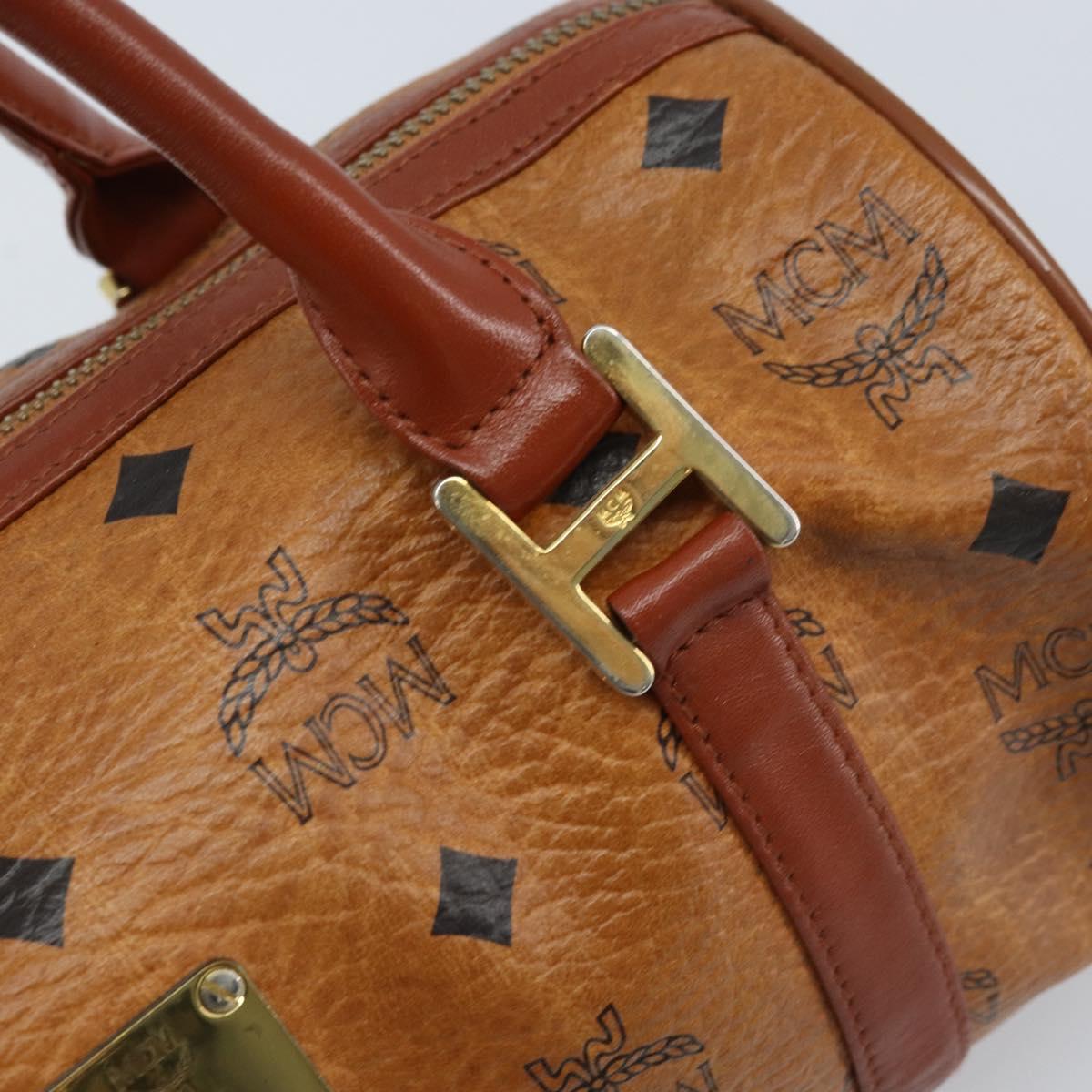 MCM Vicetos Logogram Hand Bag PVC Leather Brown Gold Auth bs33975