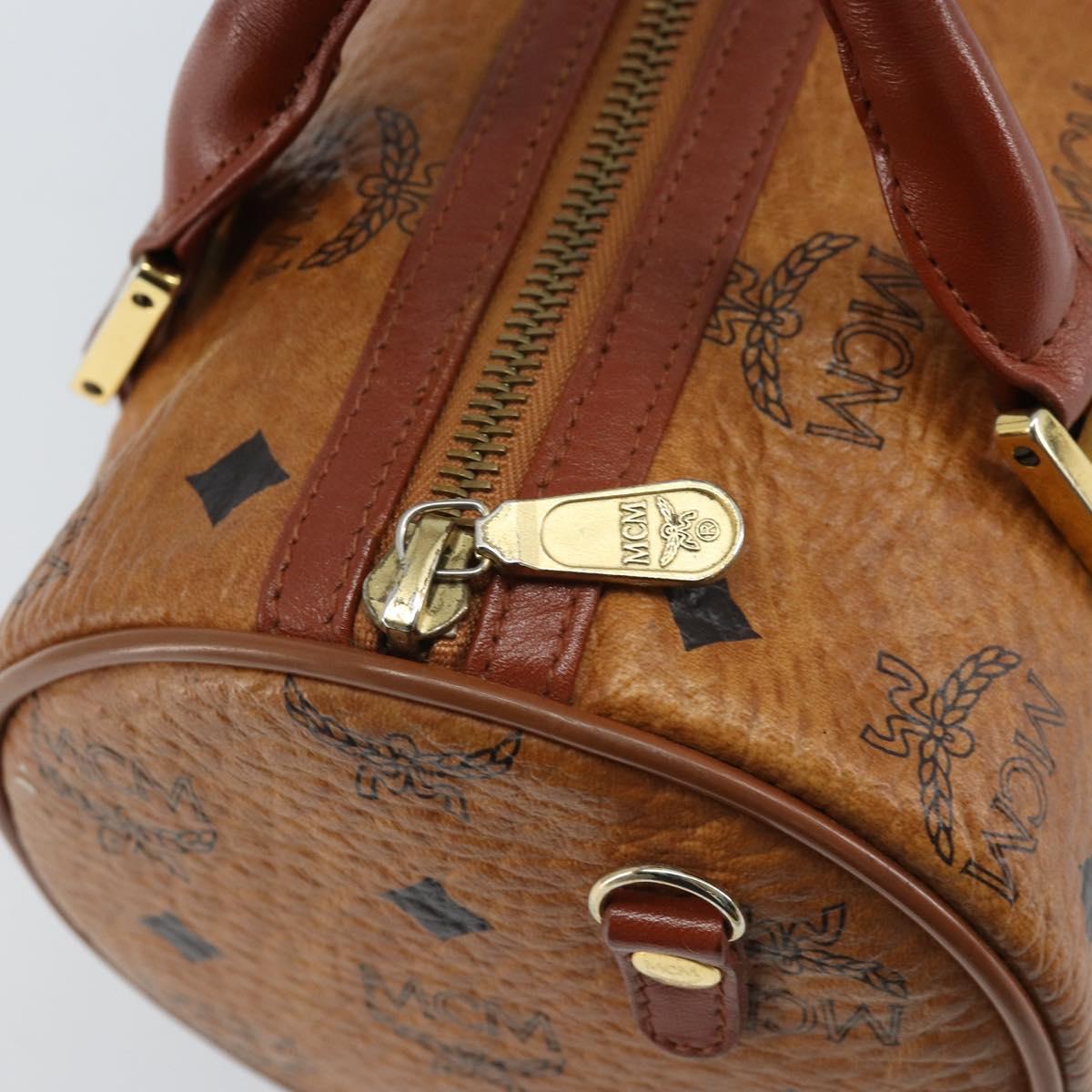 MCM Vicetos Logogram Hand Bag PVC Leather Brown Gold Auth bs33975