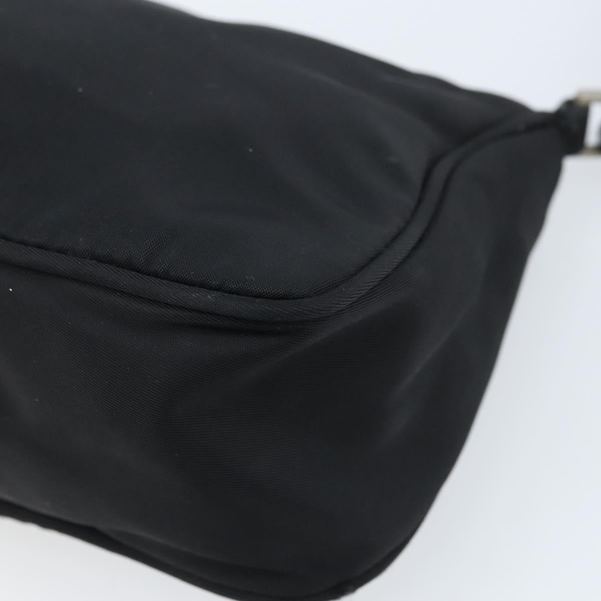 PRADA Accessory Pouch Nylon Black Silver Auth bs33980