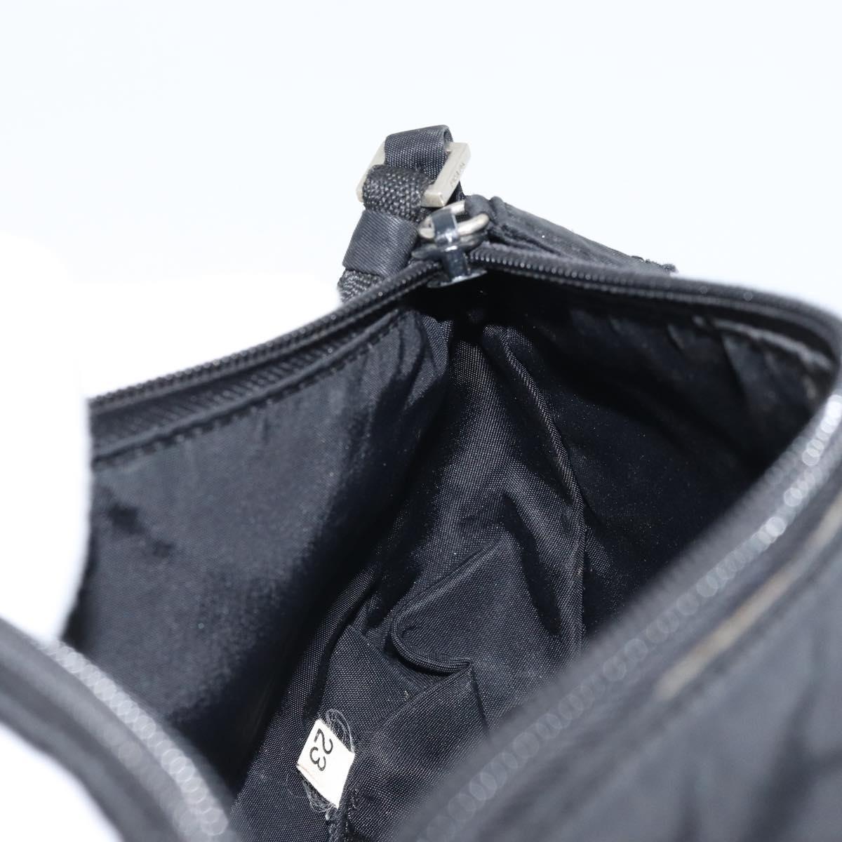 PRADA Accessory Pouch Nylon Black Silver Auth bs33980