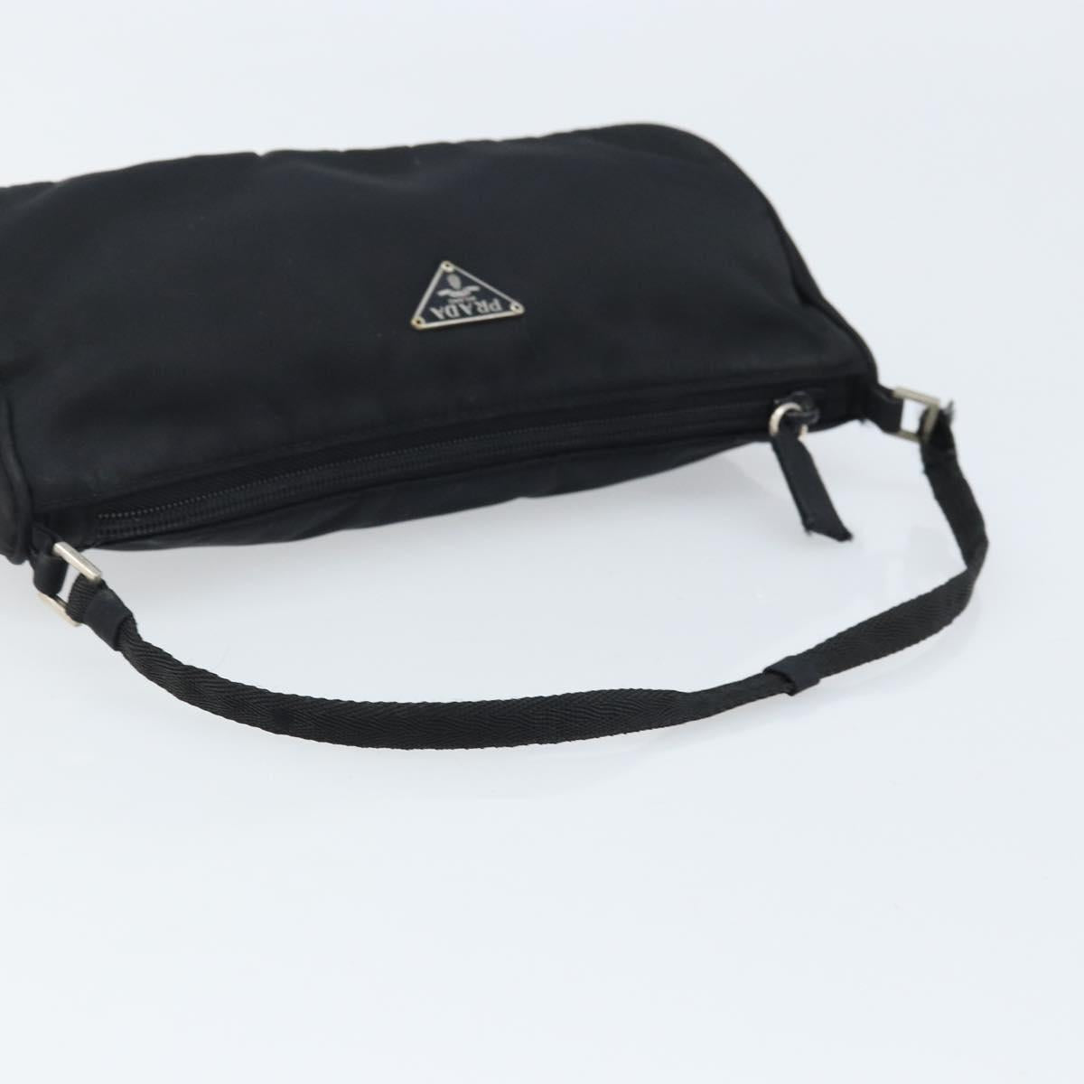 PRADA Accessory Pouch Nylon Black Silver Auth bs33980