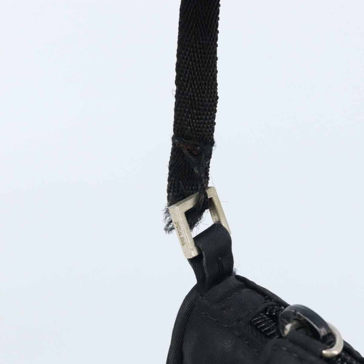 PRADA Accessory Pouch Nylon Black Silver Auth bs33980