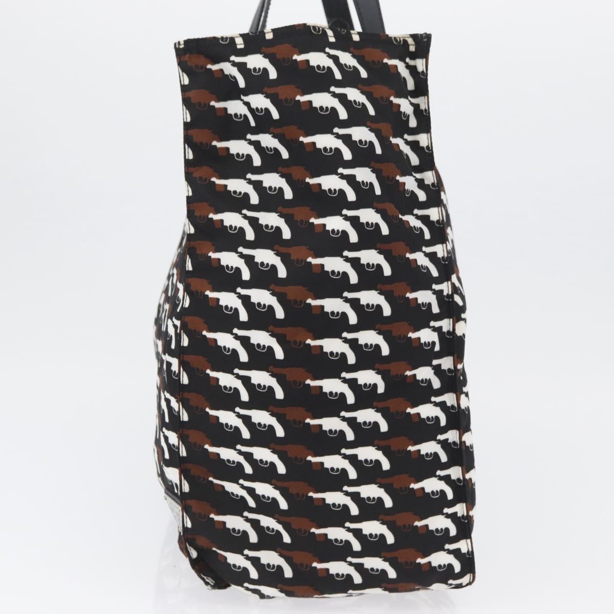 PRADA Hand Bag Nylon Black White Auth bs33981