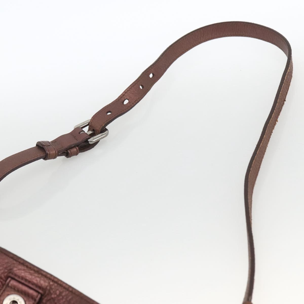 PRADA Hand Bag Leather 2way Bronze Silver Auth bs33982