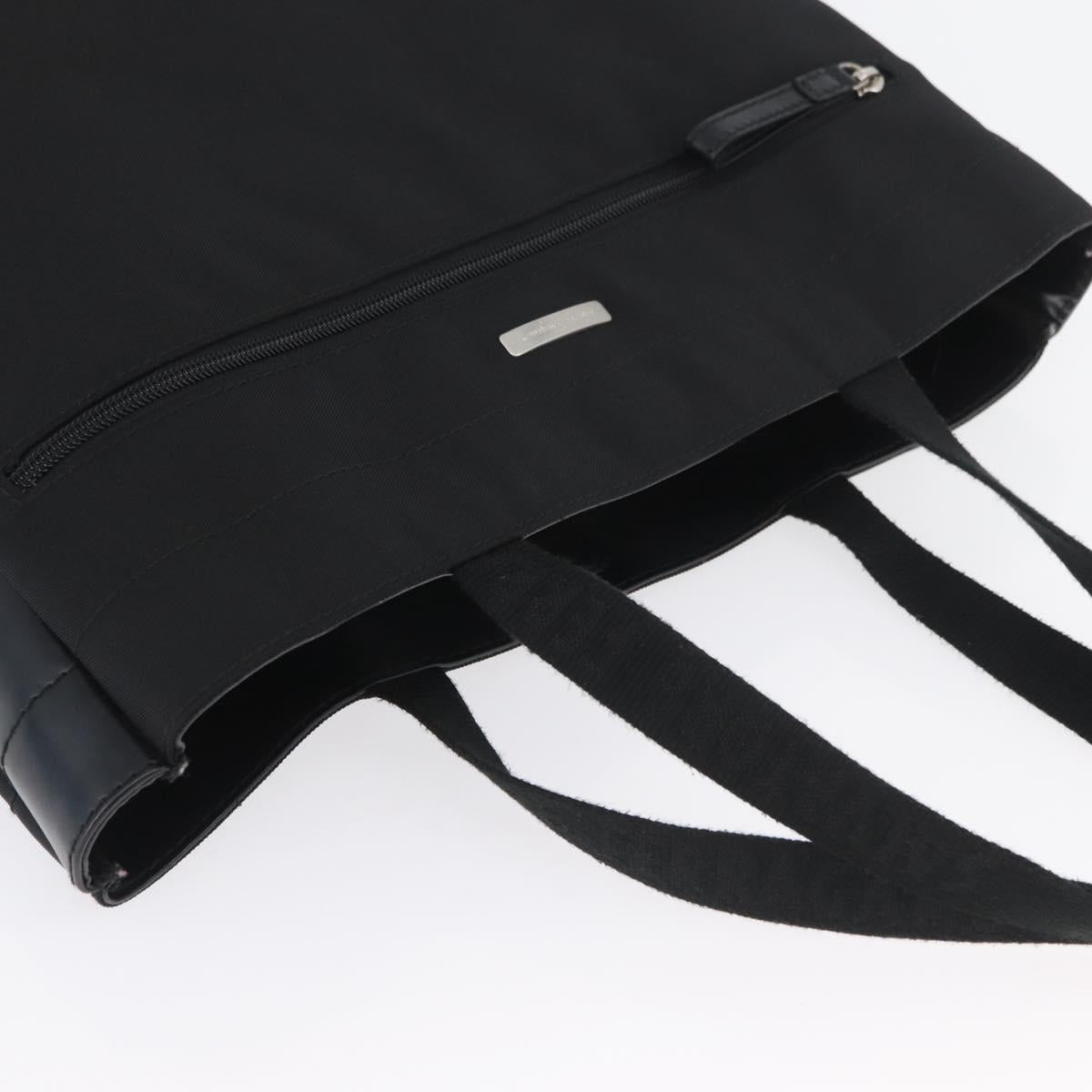 Salvatore Ferragamo Hand Bag Canvas Black Silver Auth bs33983