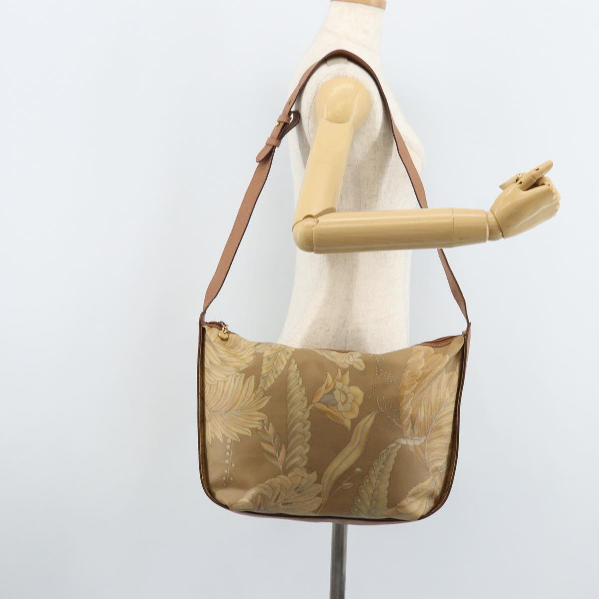 Salvatore Ferragamo Shoulder Bag PVC Canvas Beige Gold Auth bs33984