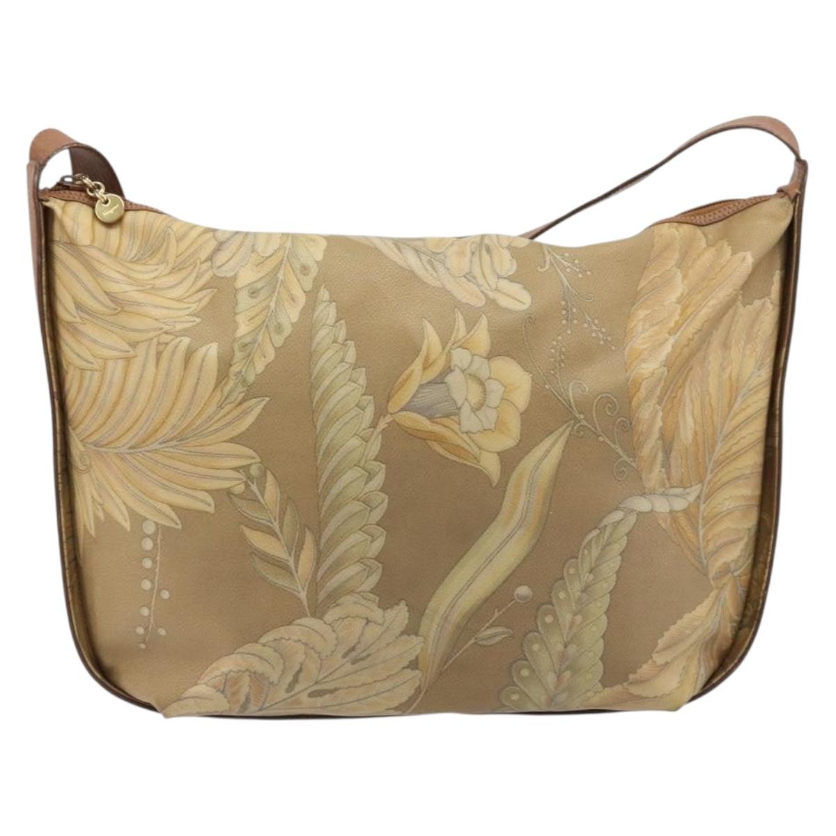 Salvatore Ferragamo Shoulder Bag PVC Canvas Beige Gold Auth bs33984
