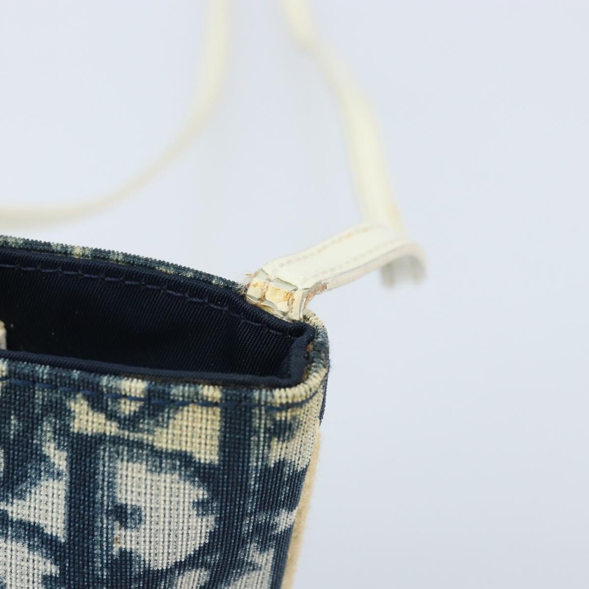 Christian Dior Trotter Canvas Pouch Shoulder Bag Navy Auth bs33991