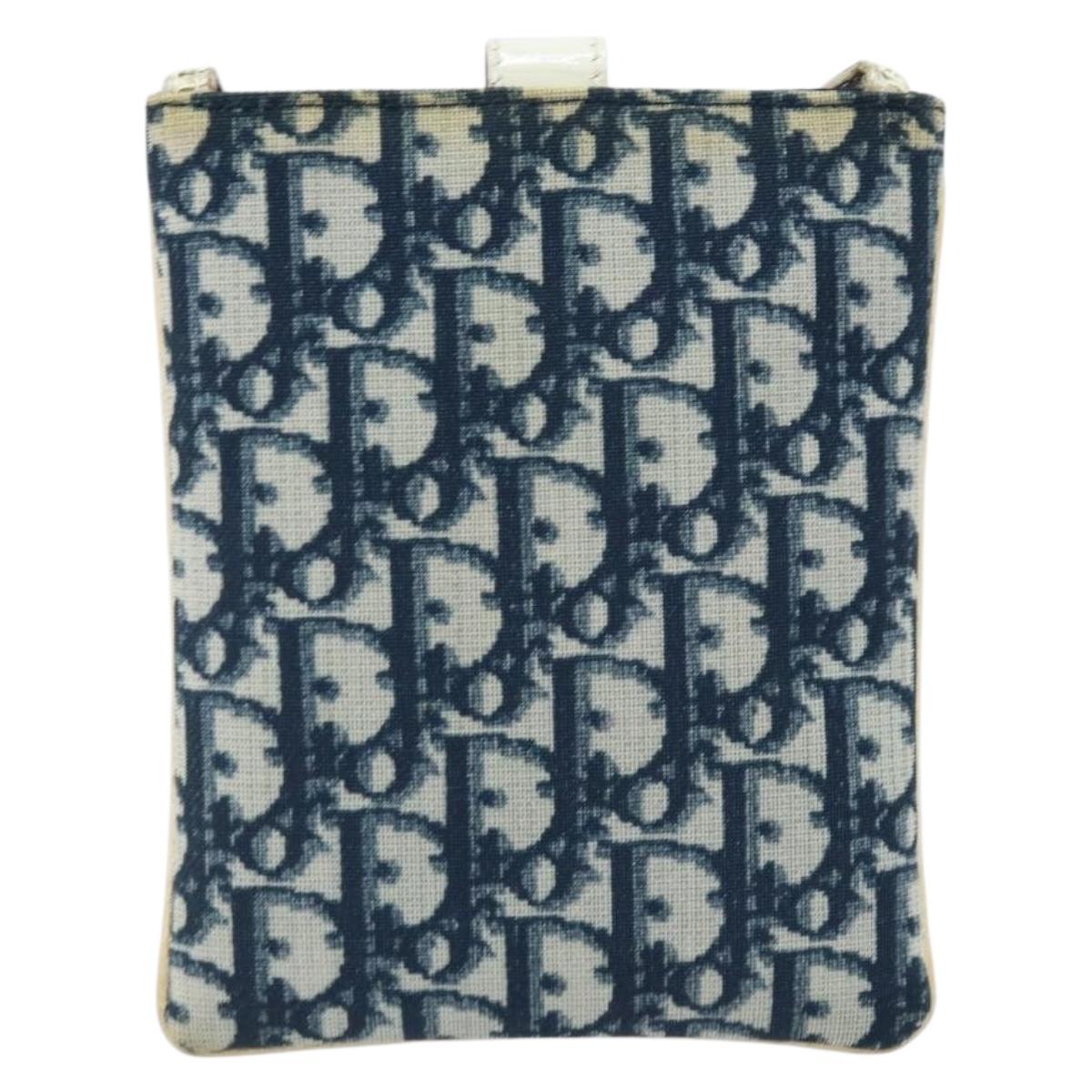 Christian Dior Trotter Canvas Pouch Shoulder Bag Navy Auth bs33991