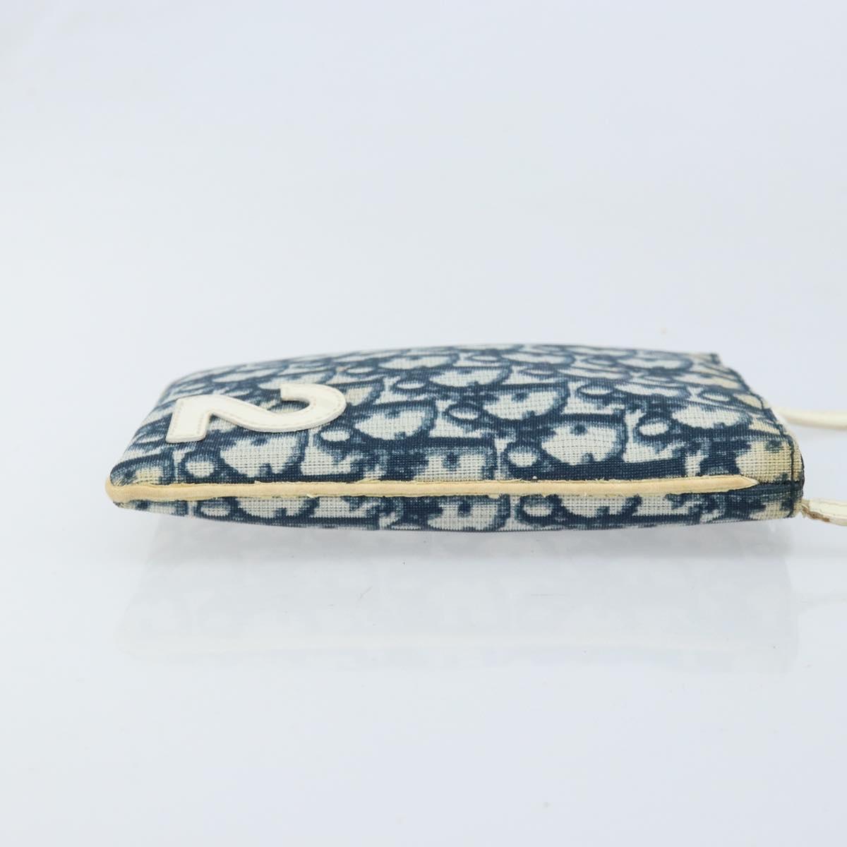 Christian Dior Trotter Canvas Pouch Shoulder Bag Navy Auth bs33991