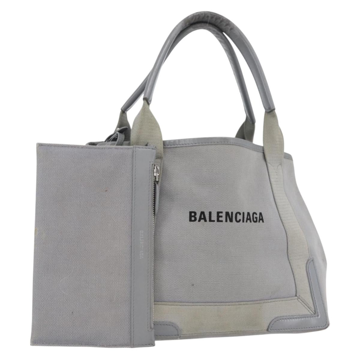BALENCIAGA Tote Bag Canvas Leather Gray Silver 339933 Auth bs33993