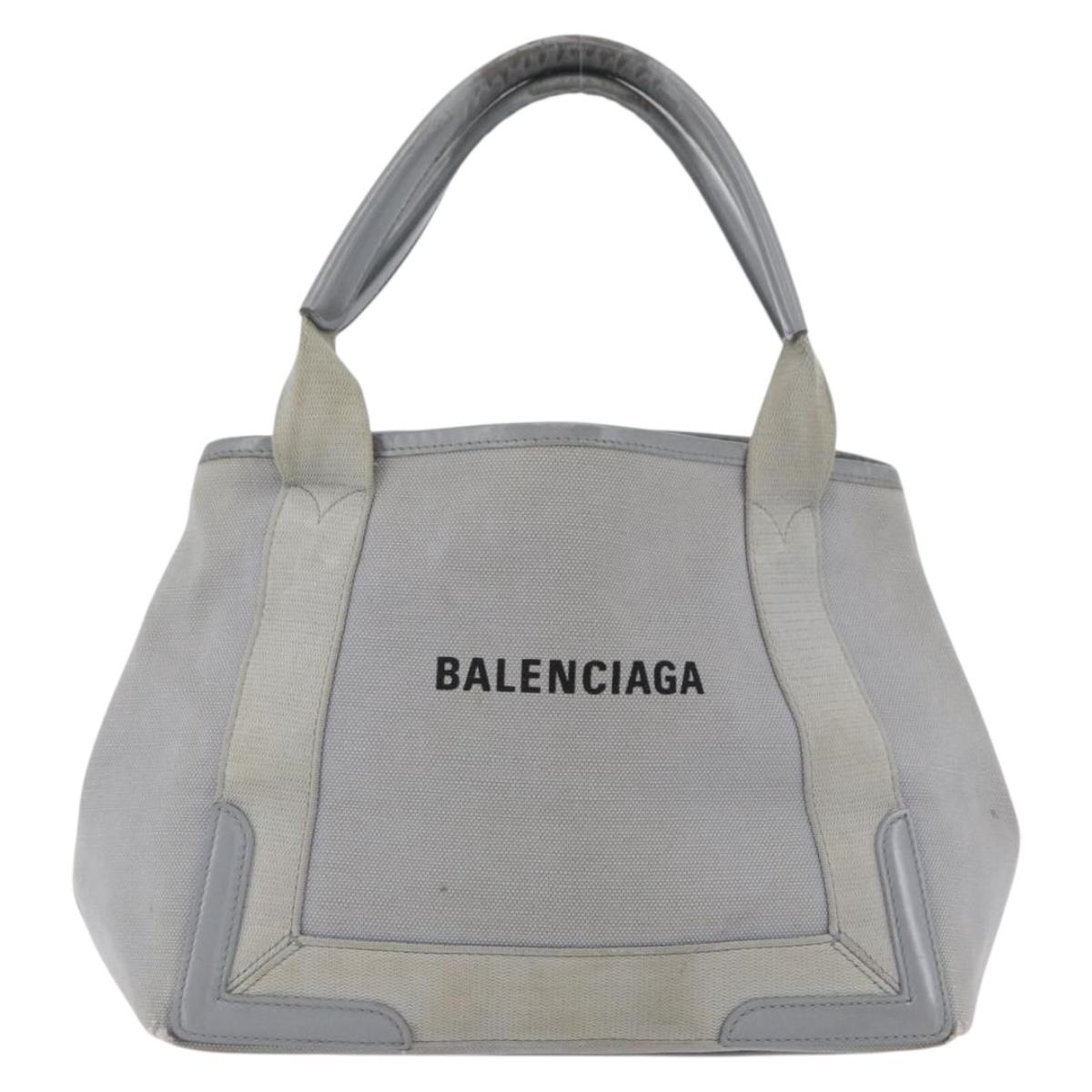 BALENCIAGA Tote Bag Canvas Leather Gray Silver 339933 Auth bs33993