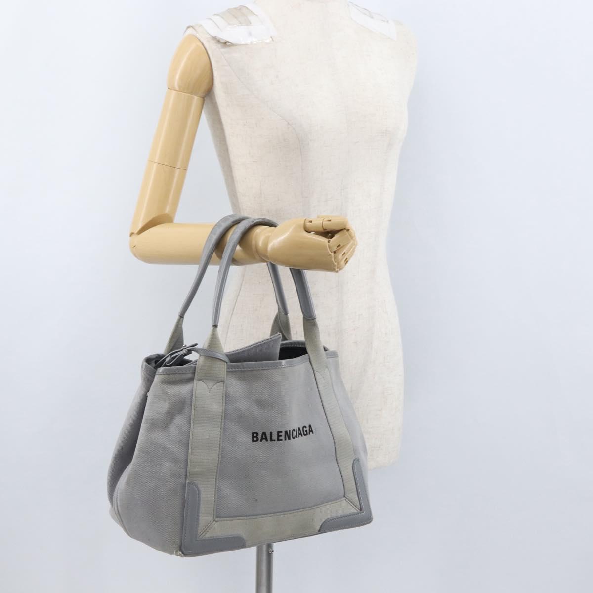 BALENCIAGA Tote Bag Canvas Leather Gray Silver 339933 Auth bs33993