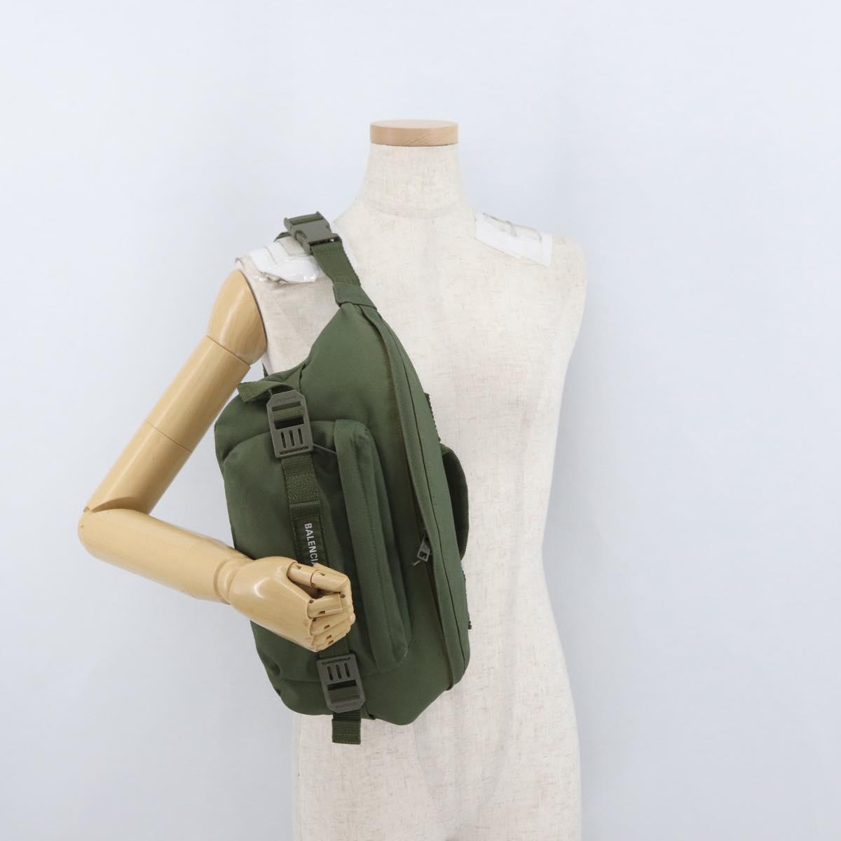 BALENCIAGA Body Bag Canvas Khaki 644035 Auth bs33995