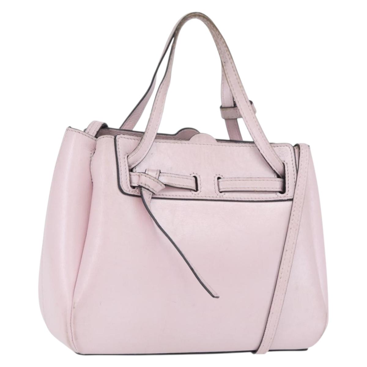 LOEWE Shoulder Bag Leather Pink Silver Auth bs33996