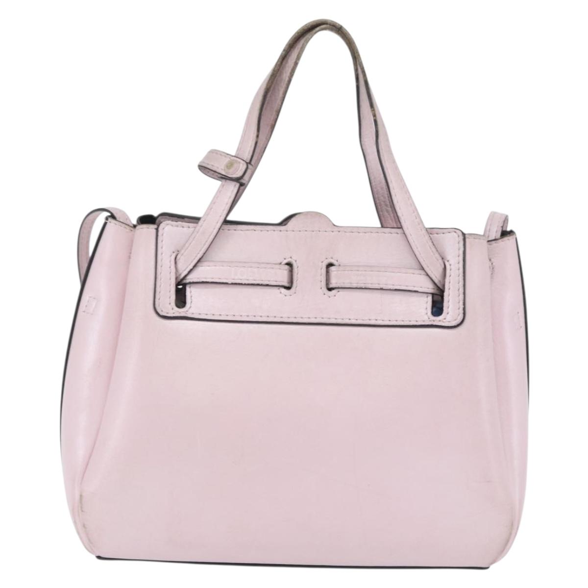LOEWE Shoulder Bag Leather Pink Silver Auth bs33996