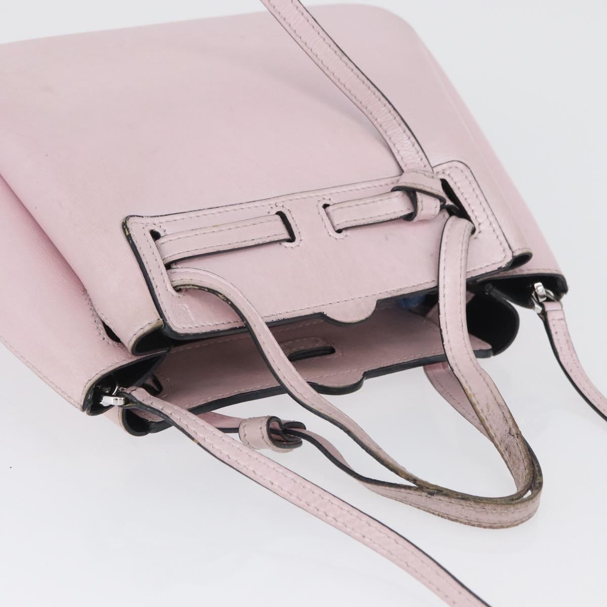 LOEWE Shoulder Bag Leather Pink Silver Auth bs33996