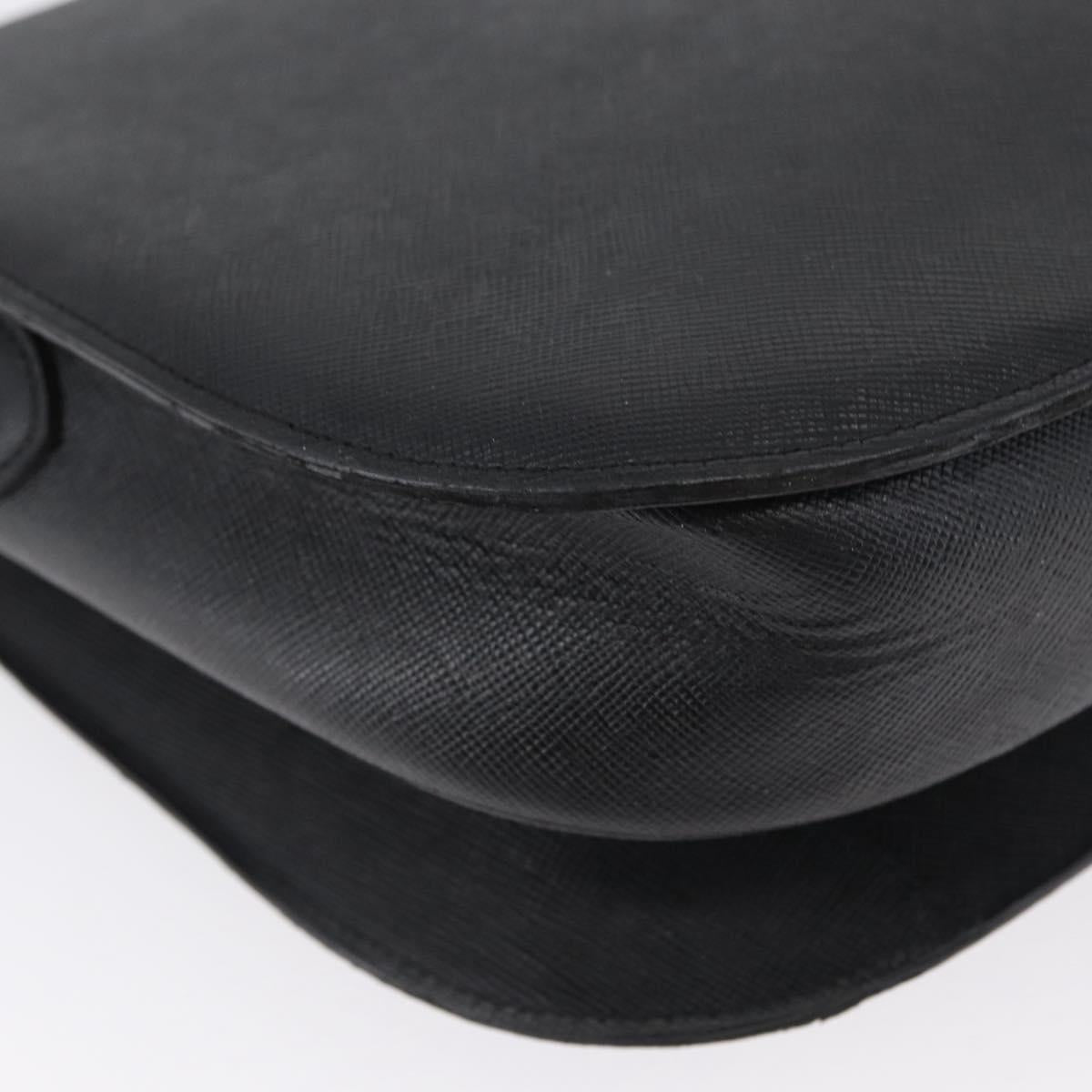 SAINT LAURENT Shoulder Bag Leather Black Gold Auth bs33997