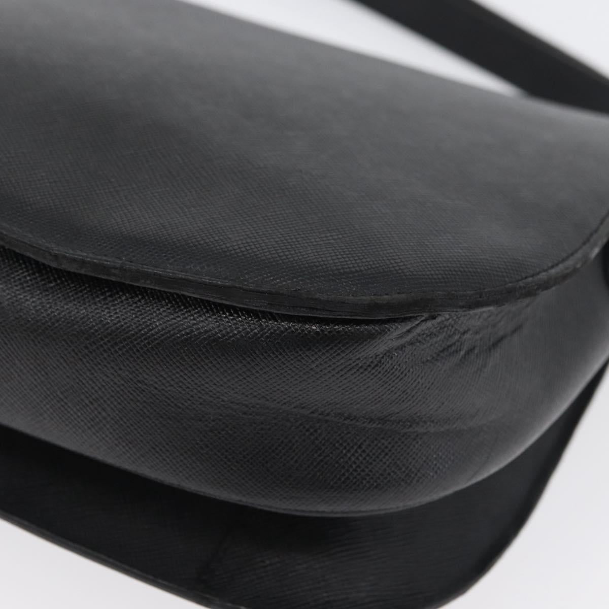 SAINT LAURENT Shoulder Bag Leather Black Gold Auth bs33997