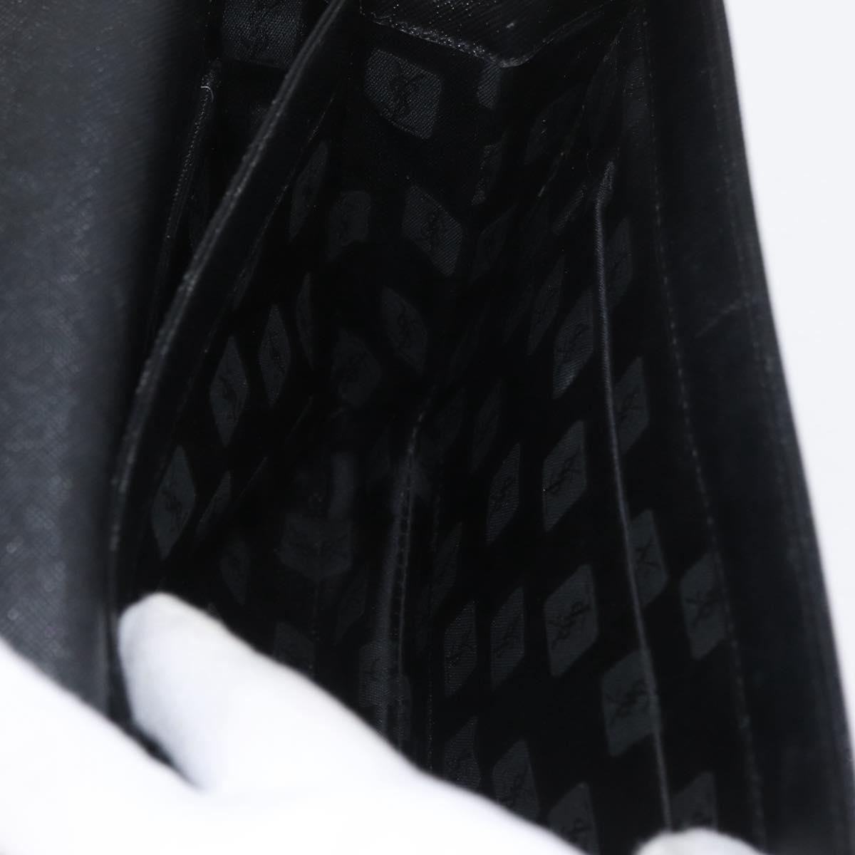 SAINT LAURENT Shoulder Bag Leather Black Gold Auth bs33997