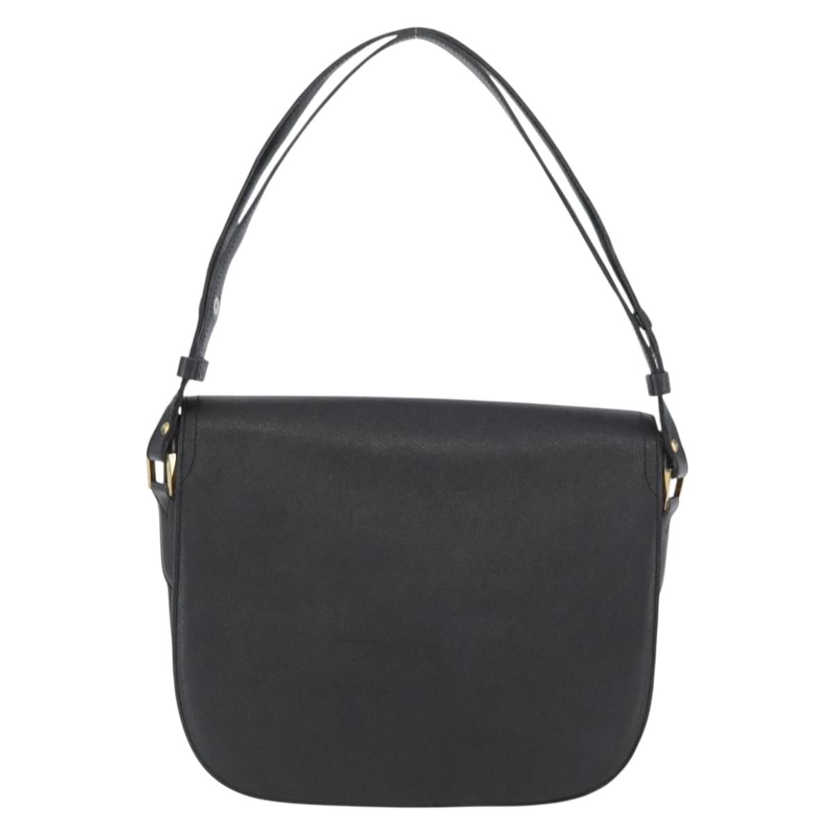 SAINT LAURENT Shoulder Bag Leather Black Gold Auth bs33997