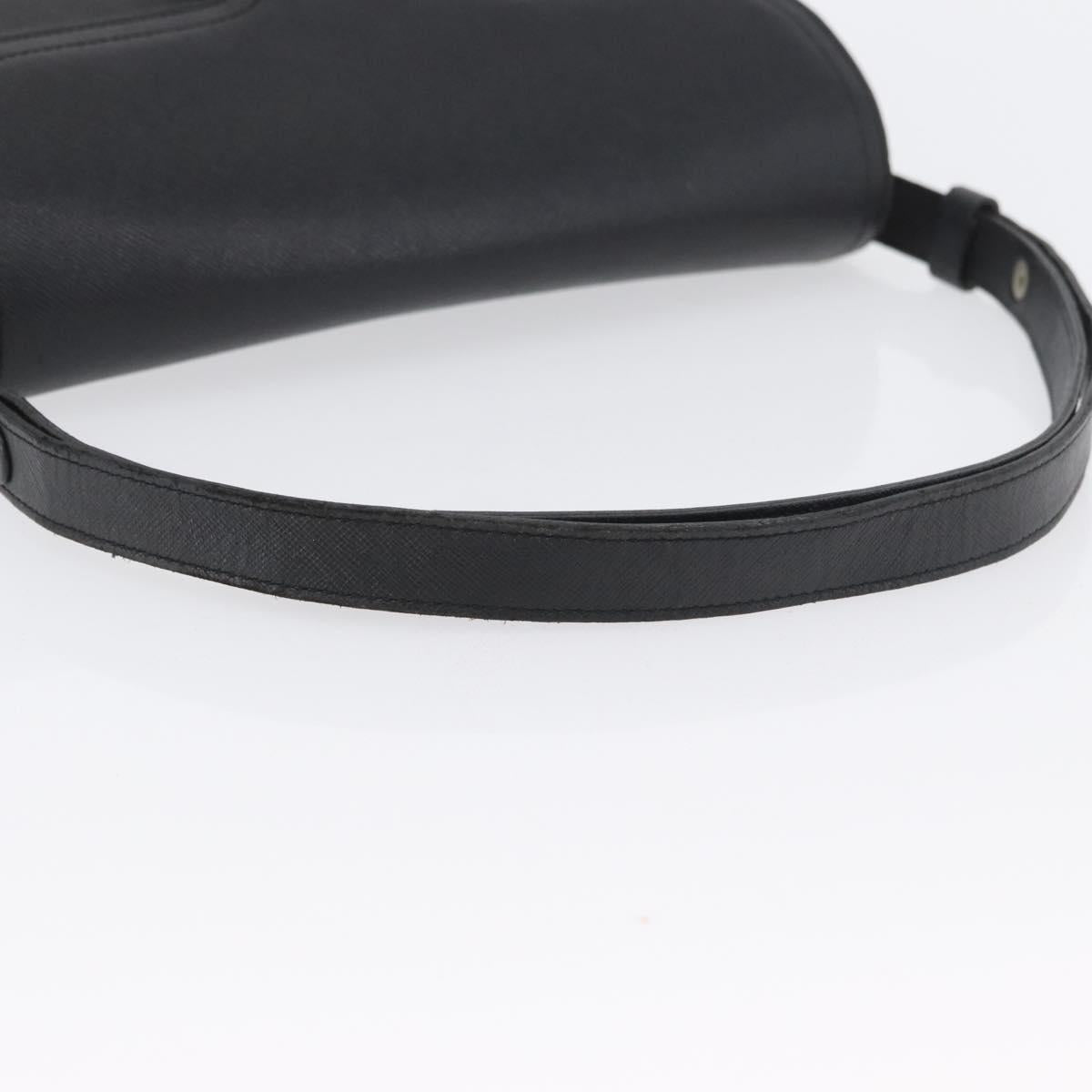 SAINT LAURENT Shoulder Bag Leather Black Gold Auth bs33997