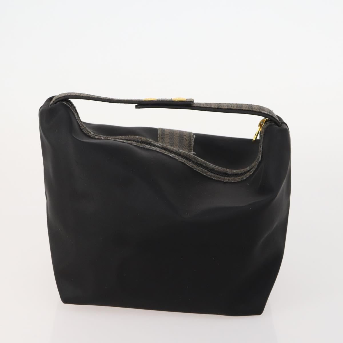 FENDI Pecan Canvas Zucchino Canvas Hand Bag 3 Set Black Brown Auth bs34001