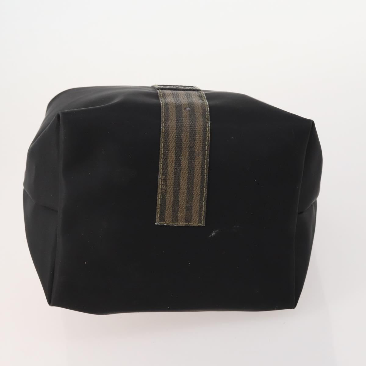 FENDI Pecan Canvas Zucchino Canvas Hand Bag 3 Set Black Brown Auth bs34001
