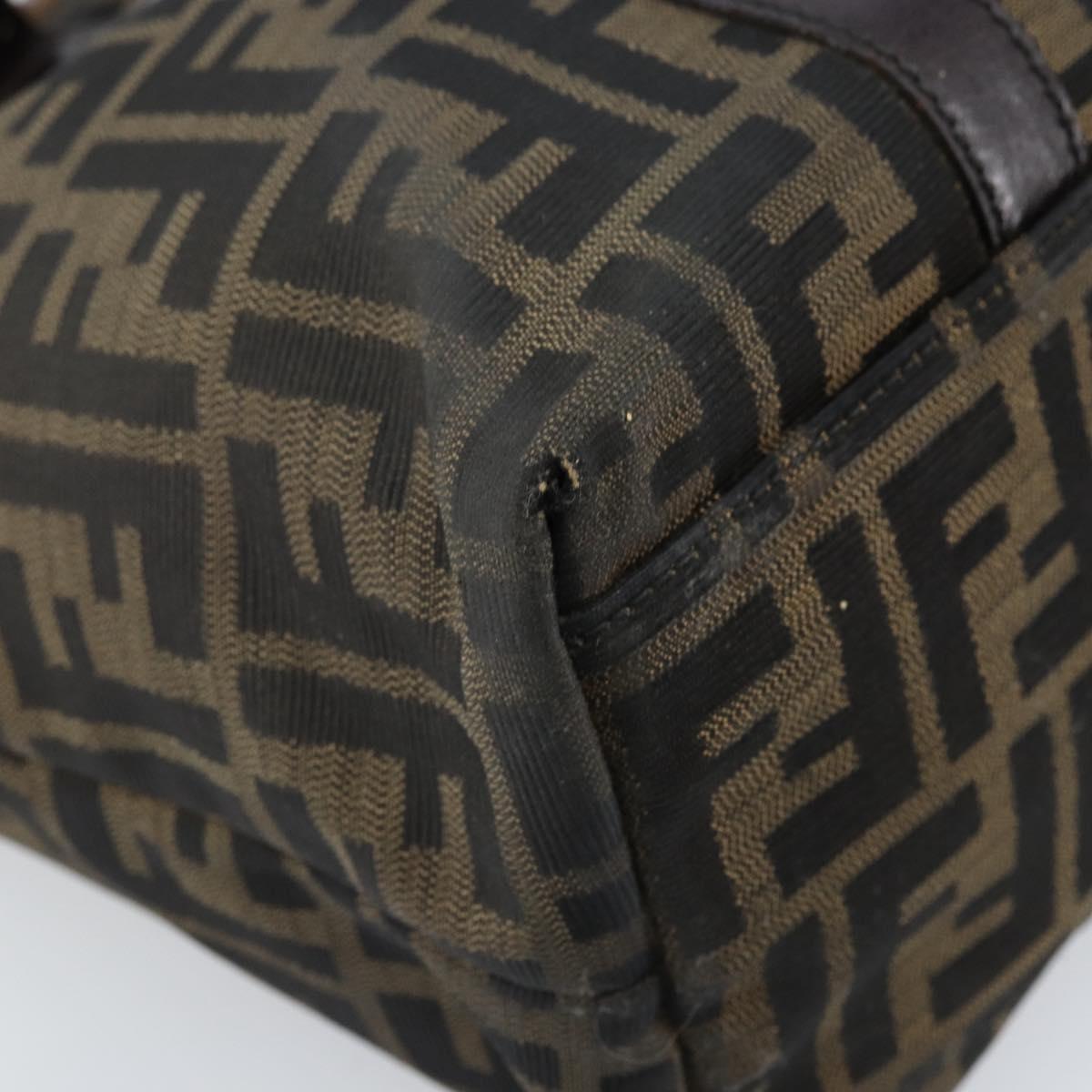 FENDI Zucca Canvas Tote Bag Black Brown Auth bs34003