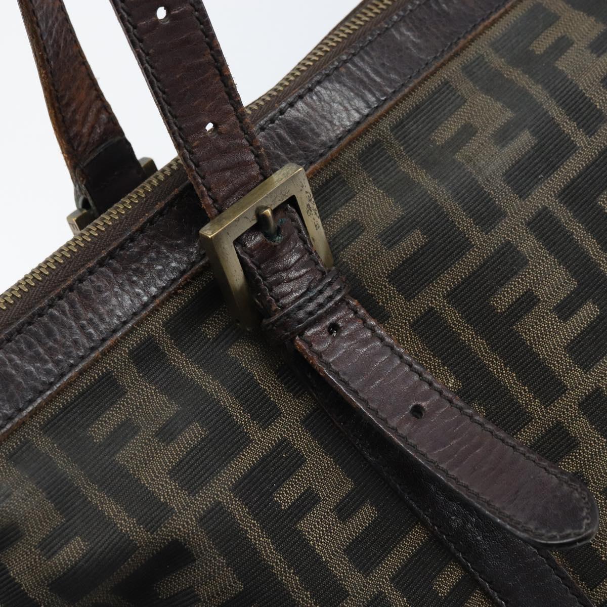 FENDI Zucca Canvas Tote Bag Black Brown Auth bs34003