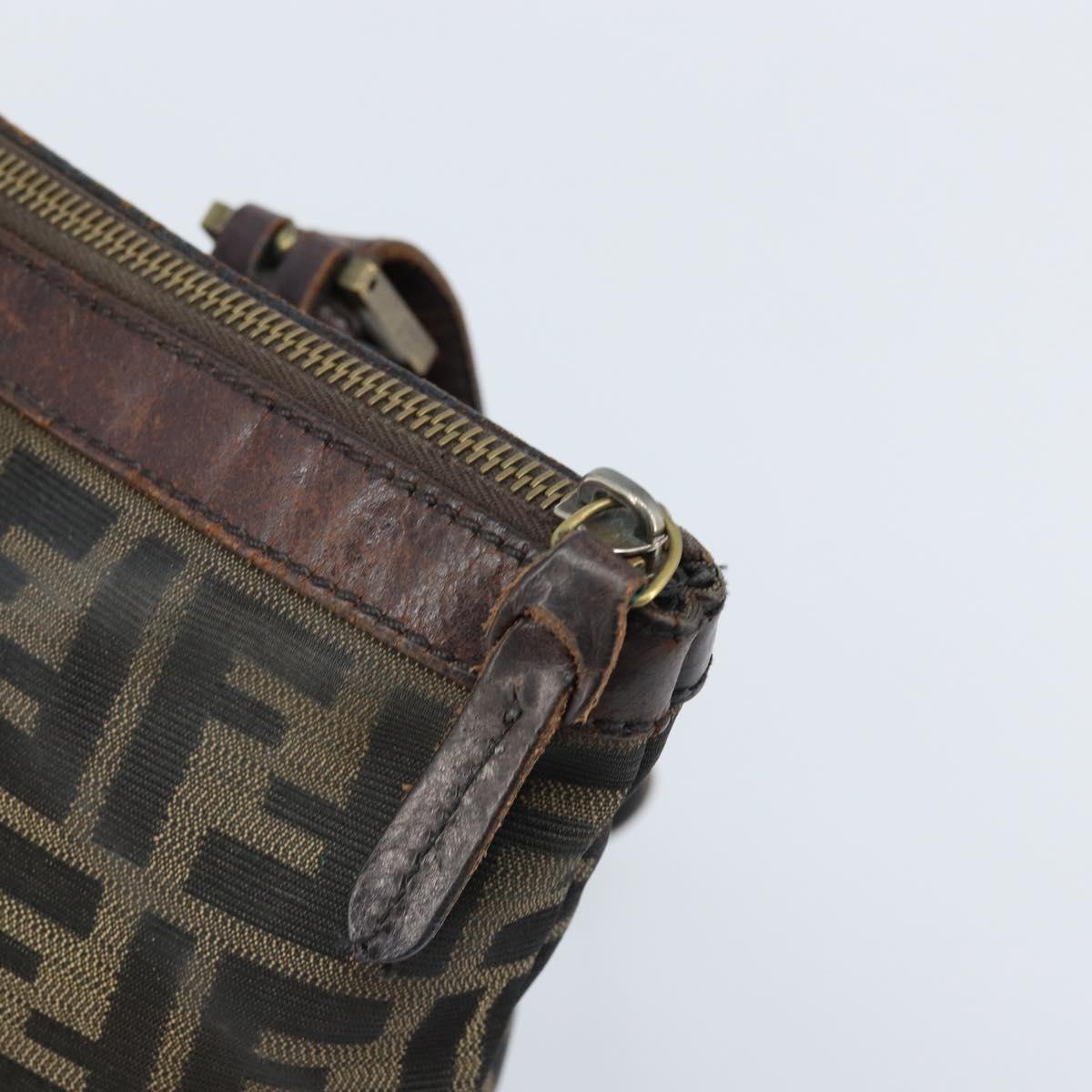 FENDI Zucca Canvas Tote Bag Black Brown Auth bs34003