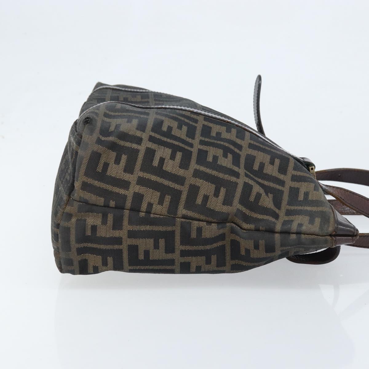 FENDI Zucca Canvas Tote Bag Black Brown Auth bs34003