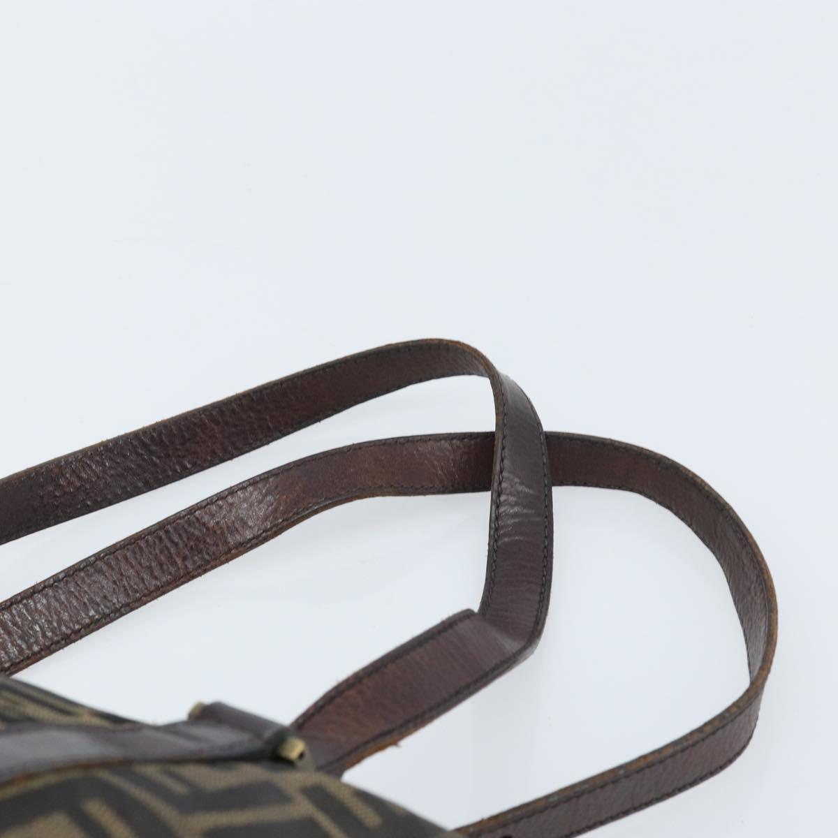 FENDI Zucca Canvas Tote Bag Black Brown Auth bs34003