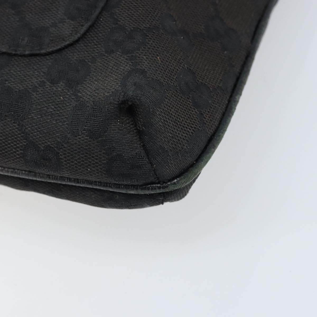 GUCCI GG Canvas Shoulder Bag Black Silver 122793 Auth bs34005