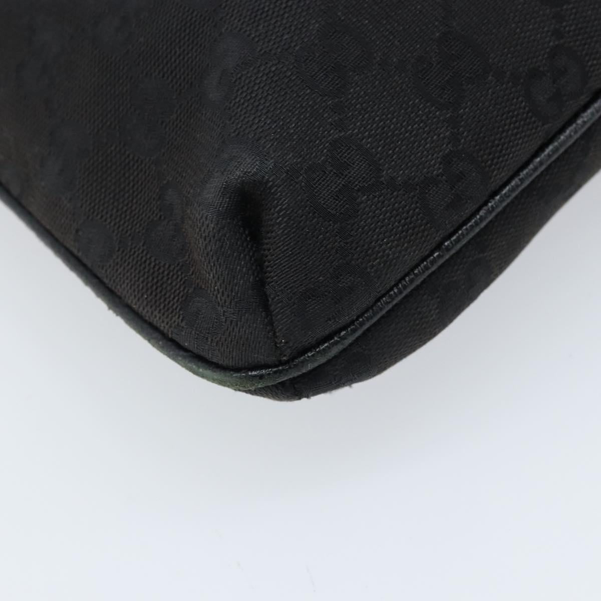 GUCCI GG Canvas Shoulder Bag Black Silver 122793 Auth bs34005