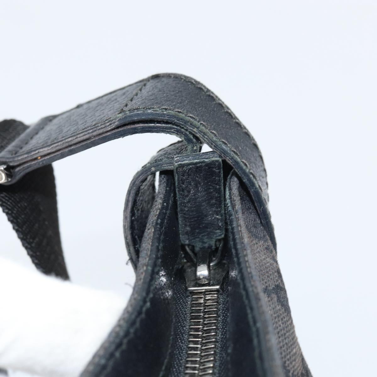 GUCCI GG Canvas Shoulder Bag Black Silver 122793 Auth bs34005