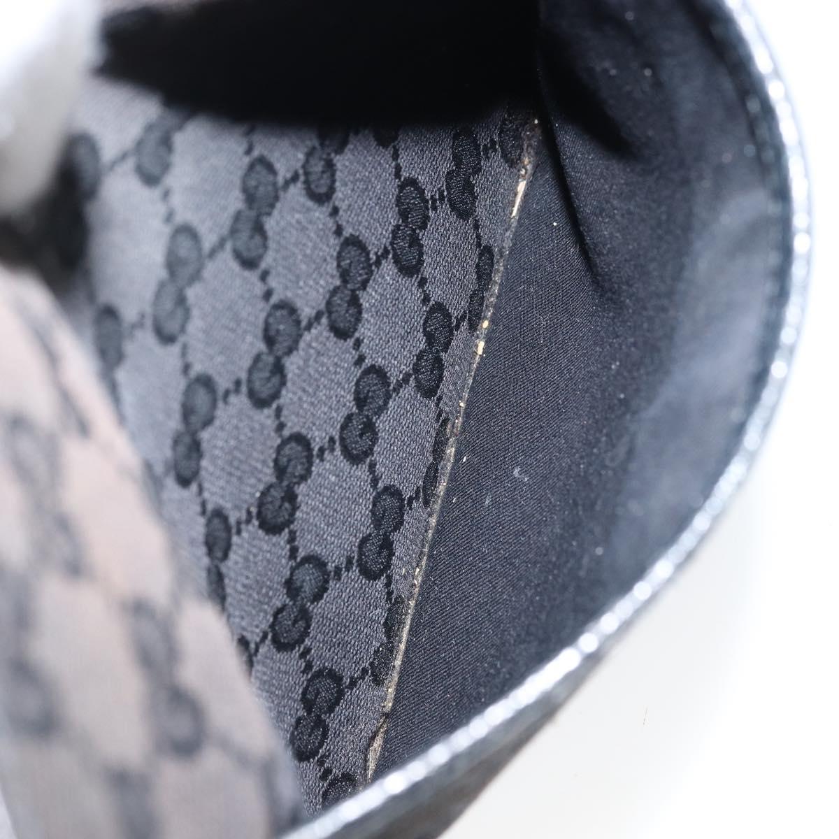 GUCCI GG Canvas Shoulder Bag Black Silver 122793 Auth bs34005